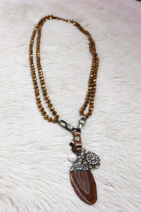 Brown Crystal Knotted Necklace