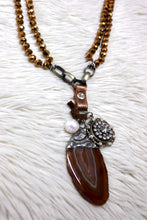 Load image into Gallery viewer, Brown Crystal Knotted Necklace
