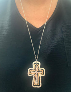 Triple Cross long necklace