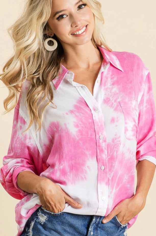 Pink Moon Button Down Top